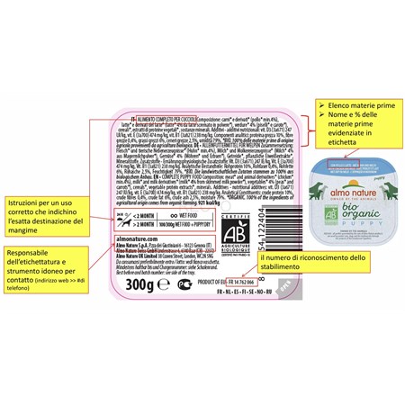 Almo Nature Bio Organic Puppy Pollo e Latte 300 gr Per Cane in Cani