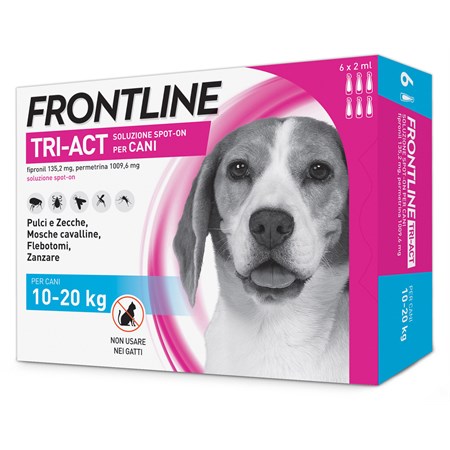 Frontline Tri Act 10 - 20 kg 6 Pipette Antiparassitario Per Cane in Cani