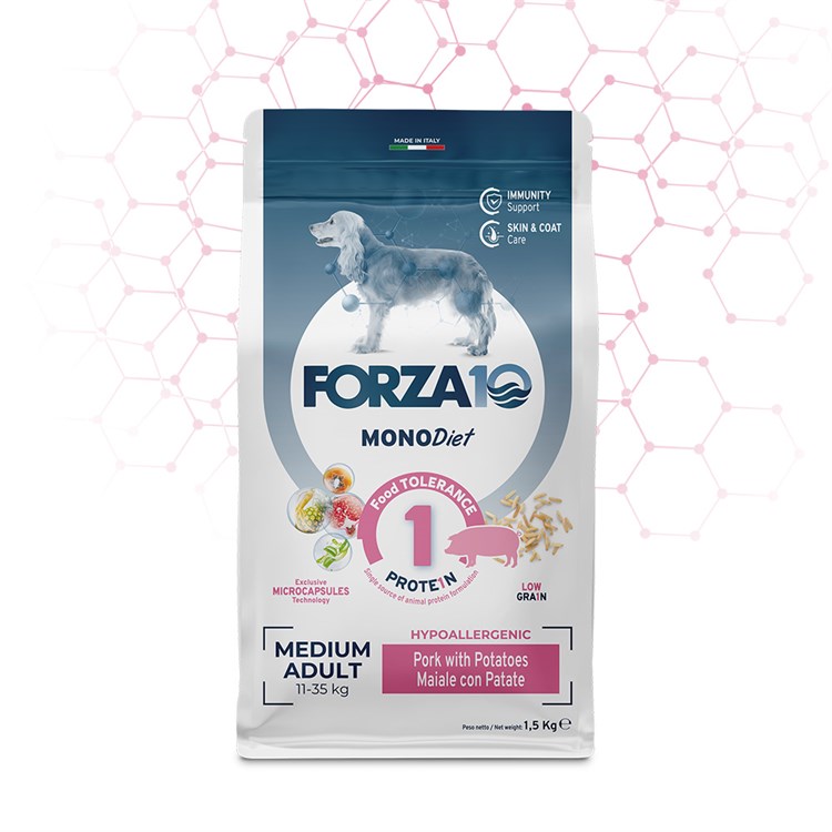 Forza 10 Medium Adult Diet Hypoallergenic Al Maiale 12 kg Per Can