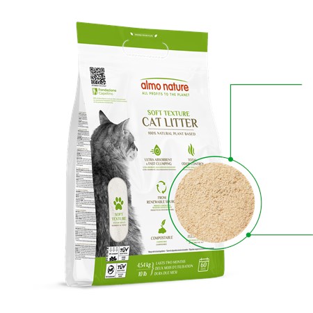 Almo Nature Cat Litter 4,54 kg Lettiera Agglomerante Vegetale Per Gatti in Gatti