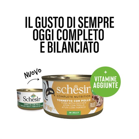 Schesir in Gelatina Tonnetto Con Pollo 85 gr Per Gatti in Gatti