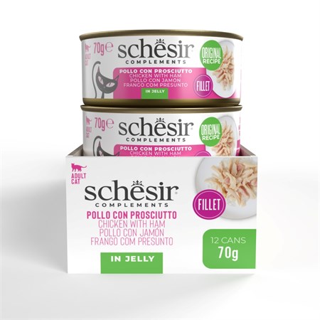 Schesir Complements Filetto Di Pollo Con Prosciutto in Jelly 70g Scatoletta Per Gatti in Gatti