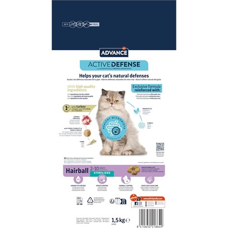Advance Adult Sterilized Hairball Tacchino 1,5 kg Gatti in Gatti