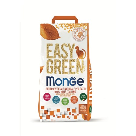 Monge Lettiera Agglomerante Vegetale Easy Green Mais 10 lt 3,8 kg in Gatti