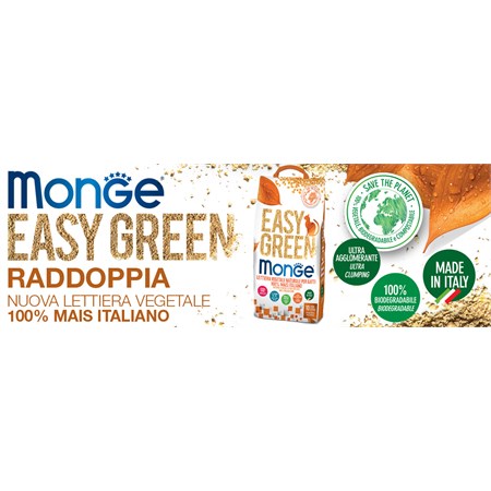 Monge Lettiera Agglomerante Vegetale Easy Green Mais 10 lt 3,8 kg in Gatti