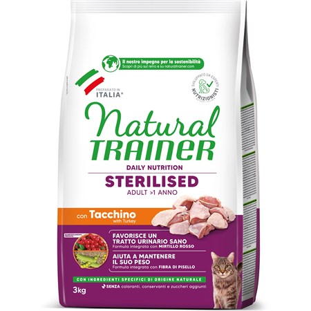 Natural Trainer Sterilised Carni Bianche 3 kg Gatto in Gatti