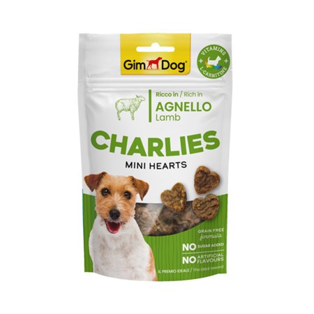 Charlies Mini Hearts Snack Per Cani Con Agnello in Cani
