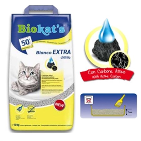 Lettiera per Gatti Biokat's Bianco Extra Classic 5 KG Con Carbone Attivo in Gatti