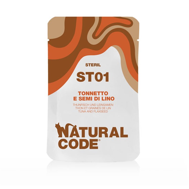 Natural Code ST01 Sterilised Tonnetto e Semi di Lino 70 Gr Per Gatti