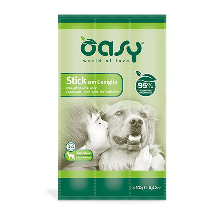 Snack Dog Oasy Stick 12 gr Coniglio Per Cane