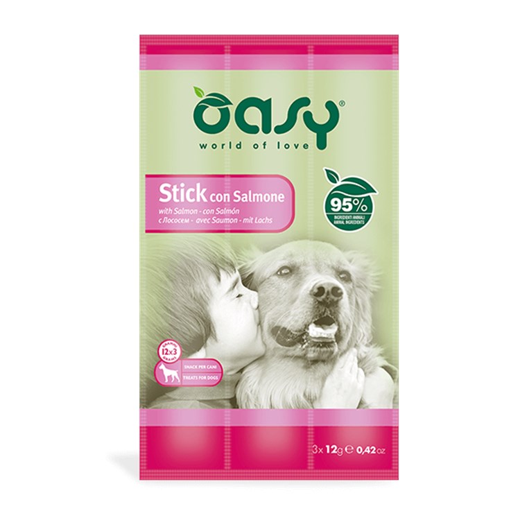 Snack Dog Oasy Stick 12 gr Salmone Per Cane