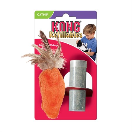 Kong Cat Refillables Carota Con Piume Gioco Per Gatti 19 cm Con Erba Gatta in Gatti