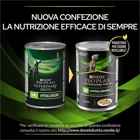 Purina Pro Plan Veterinary Diet Ha Hypoallergenic 400 gr Mousse Per Cane in Cani