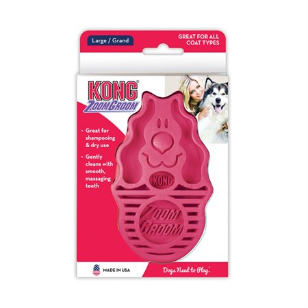 Kong Dog Zoom Groom Spazzola Rosa 12 cm Per Cani in Cani