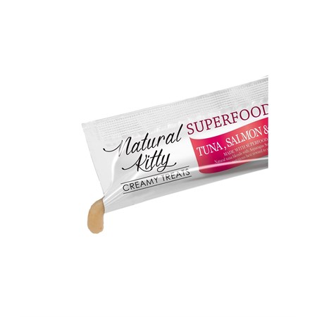 Natural kitty tonno samone e mirtillo rosso 4x12 gr in Gatti