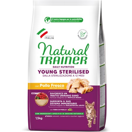 Natural Trainer Young Sterilised con Pollo 1,5 kg per Gattini in Gatti