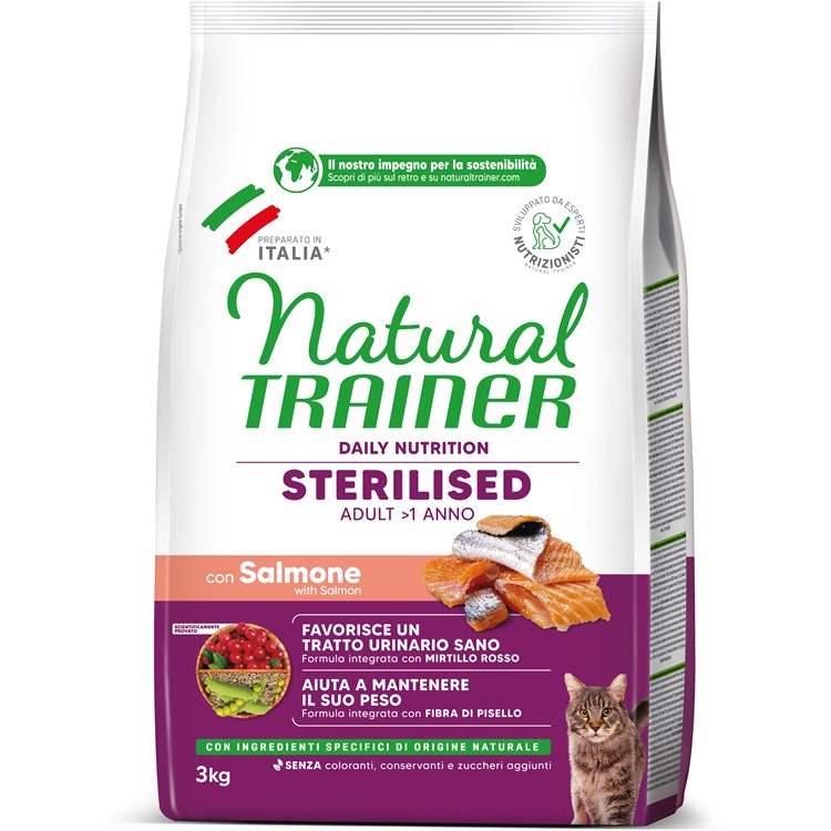 Natural Trainer Sterilised Salmone 3 kg Gatto