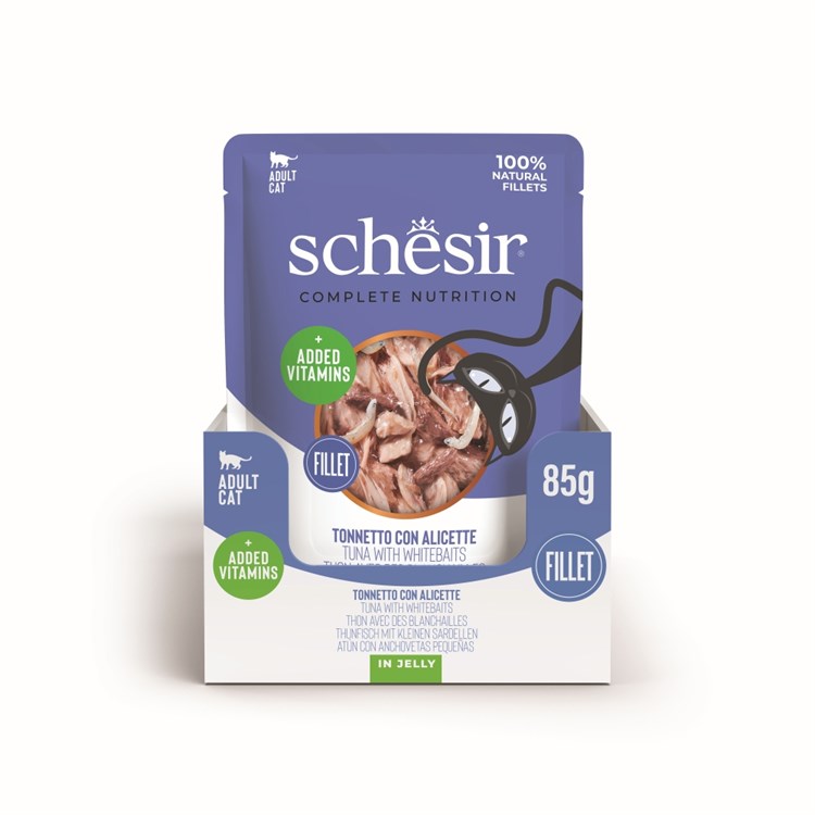 Schesir Complete Tonnetto con Alicette 85 gr Jelly Bustina Umido Per Gatti