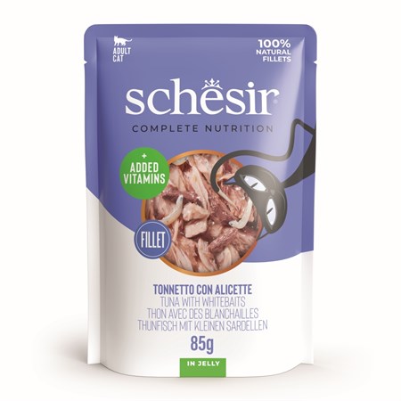 Schesir Complete Tonnetto con Alicette 85 gr Jelly Bustina Umido Per Gatti in Gatti