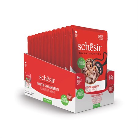 Schesir Complete Tonnetto Con Gamberetti 85 gr Jelly Bustina Umido Per Gatti in Gatti