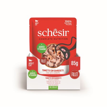Schesir Complete Tonnetto Con Gamberetti 85 gr Jelly Bustina Umido Per Gatti in Gatti