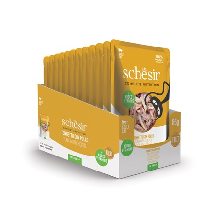 Schesir Complete Tonnetto con Pollo 85 gr Jelly Bustina Umido Per Gatti in Gatti