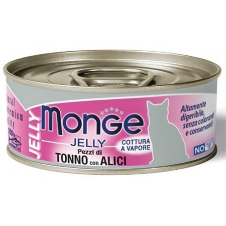 Monge Cat Jelly superpremium 80 gr Pezzi di Tonno Con Alici in Gelatina Per Gatti in Gatti