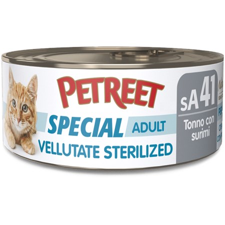 Petreet Vellutate Sterilized Tonno Con Surimi 70 gr sA41 Scatoletta Gatto Sterilizzato in Gatti