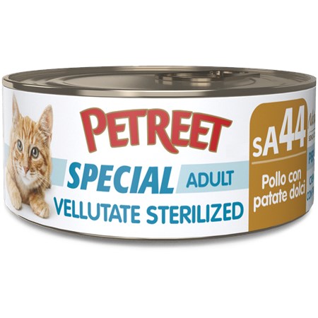 Petreet Vellutate Sterilized Tonno Con Mais 70 gr sA42 Scatoletta Gatto Sterilizzato in Gatti