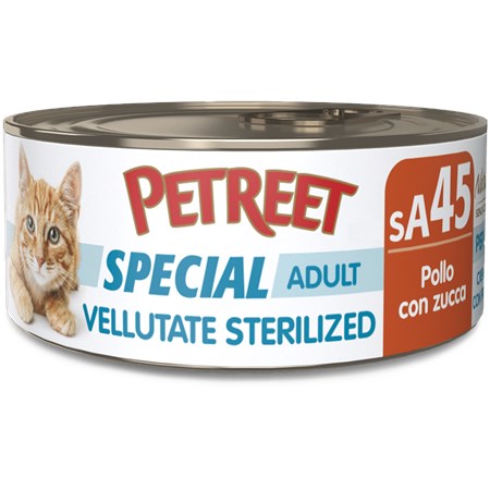 Petreet Vellutate Sterilized Pollo Con Patate Dolci 70 gr sA44 Scatoletta Gatto Sterilizzato in Gatti