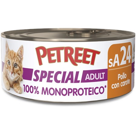 Petreet Monoproteico Tonno 60 gr sA20 Lattina Umido Gatto in Gatti