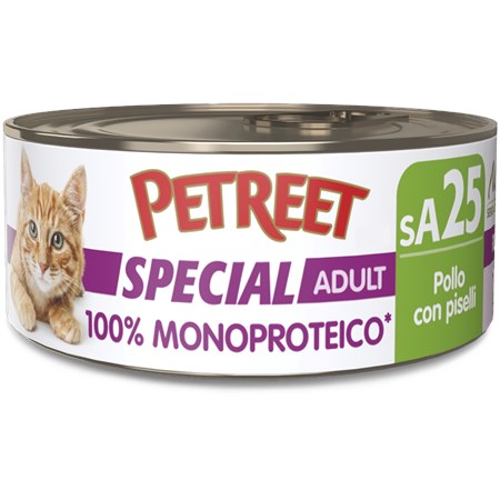 Petreet Monoproteico Pollo 60 gr sA23 Lattina Umido Gatto in Gatti
