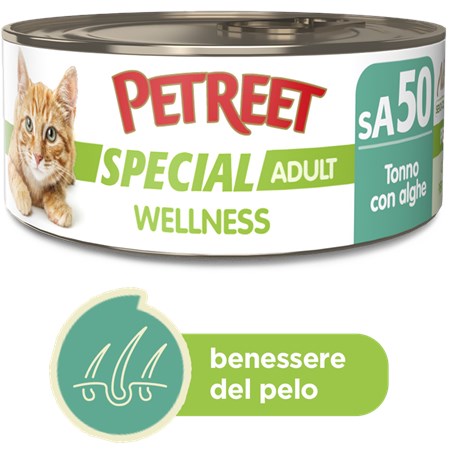 Petreet Special Wellness Tonno Carote Zucca 70 gr sA52 Lattina Umido Gatto in Gatti