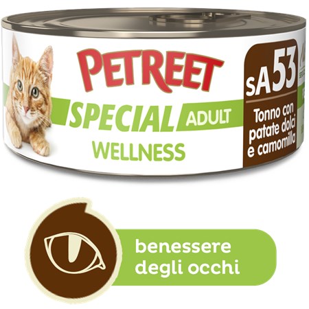 Petreet Special Wellness Tonno Con Alghe 70 gr sA50 Lattina Umido Gatto in Gatti