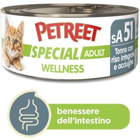 Petreet Special Wellness Tonno Con Alghe 70 gr sA50 Lattina Umido Gatto in Gatti