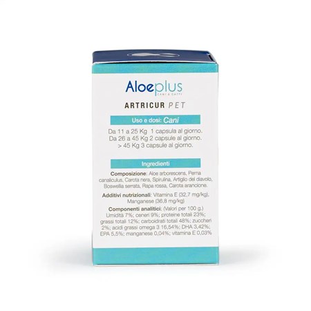 Aloeplus Artricur Pet +11 kg 60 Capsule Per Cani in Gatti