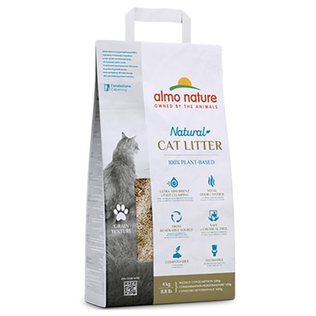 Lettiera Almo Nature Cat Litter Natural 4 kg Grain Texture Lettiera Agglomerante Vegetale Per Gatti in Gatti