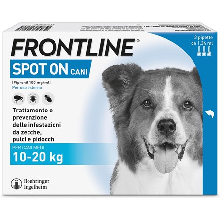 Frontline SPOT ON Taglia M 10-20 Kg - Antiparassitario per cane cani - 3 pipette in Cani