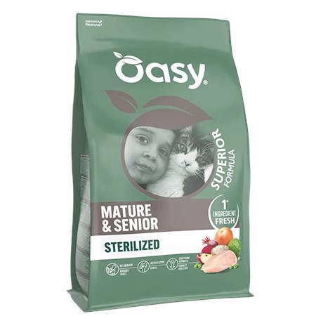 Oasy Cat Superior Formula Mature Senior Sterilised Pollo 1,5 Kg Per Gatti in Gatti