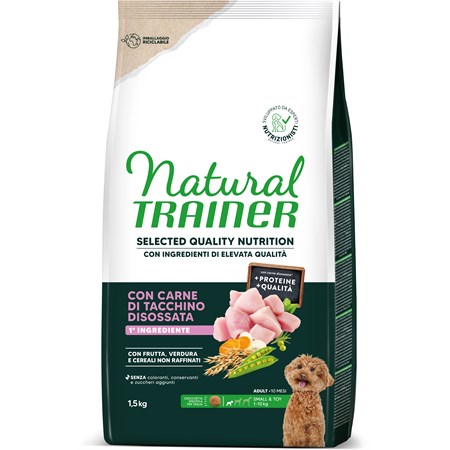Natural Trainer Selected Quality Nutrition Cane Healthy Grain Mini Tacchino 1,5kg in Cani