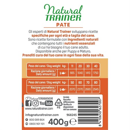 Natural Trainer Medium Maxi Adult Vitello 400 gr Umido Cane in Cani