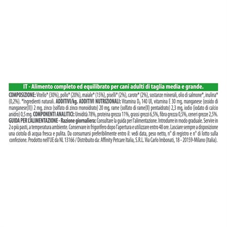 Natural Trainer Medium Maxi Adult Vitello 400 gr Umido Cane in Cani