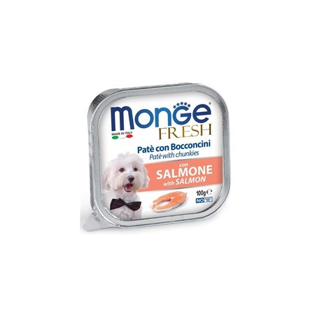 MONGE DOG FRESH pate con bocconcini di SALMONE 100GR Vaschetta per cani in Cani