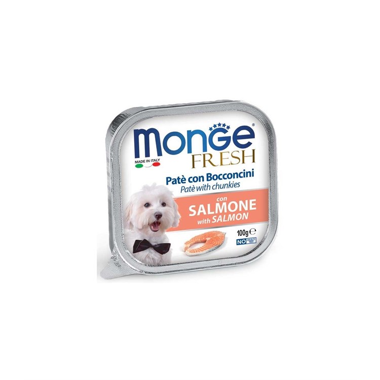 MONGE DOG FRESH pate con bocconcini di SALMONE 100GR Vaschetta per cani