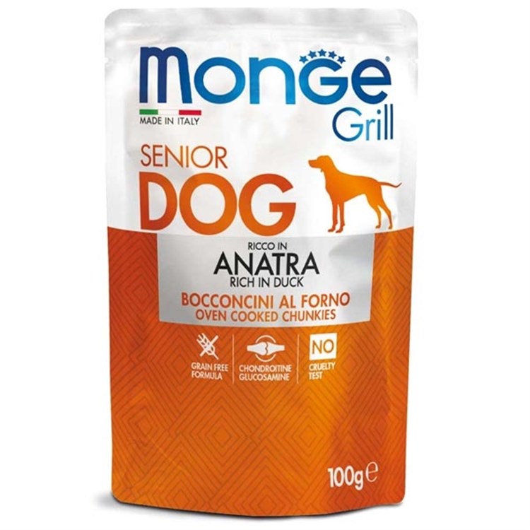 Monge Grill Senior Bocconcini con Anatra 100gr Bustine Umido Cane