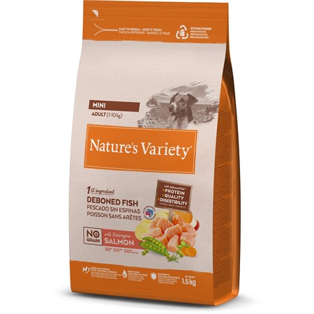 Nature's Variety Dog No Grain Adult Mini Salmone 1,5kg in Cani