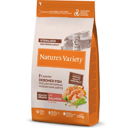 Nature's Variety Cat Healthy Grain Sterilised Salmone 1,25kg in Gatti