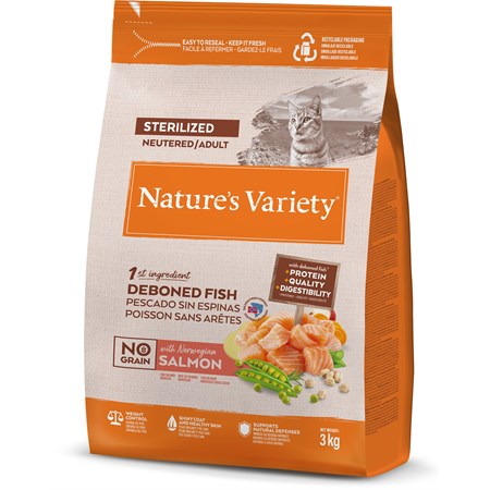Nature's Variety Cat No Grain Sterilised Salmone 3kg in Gatti