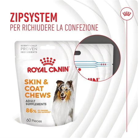 Royal Canin Skin Coat Chews Supplement 240 gr Snack Per Cani in Cani