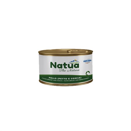 Natua Natural Pollo Petto e Coscia in Brodo di Cottura 85 GR Scatoletta per Gatti in Gatti